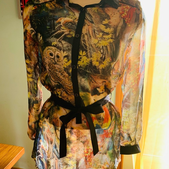 Colourful Melanie Lynne Sheer Long-Sleeve Blouse - Picture 4 of 5